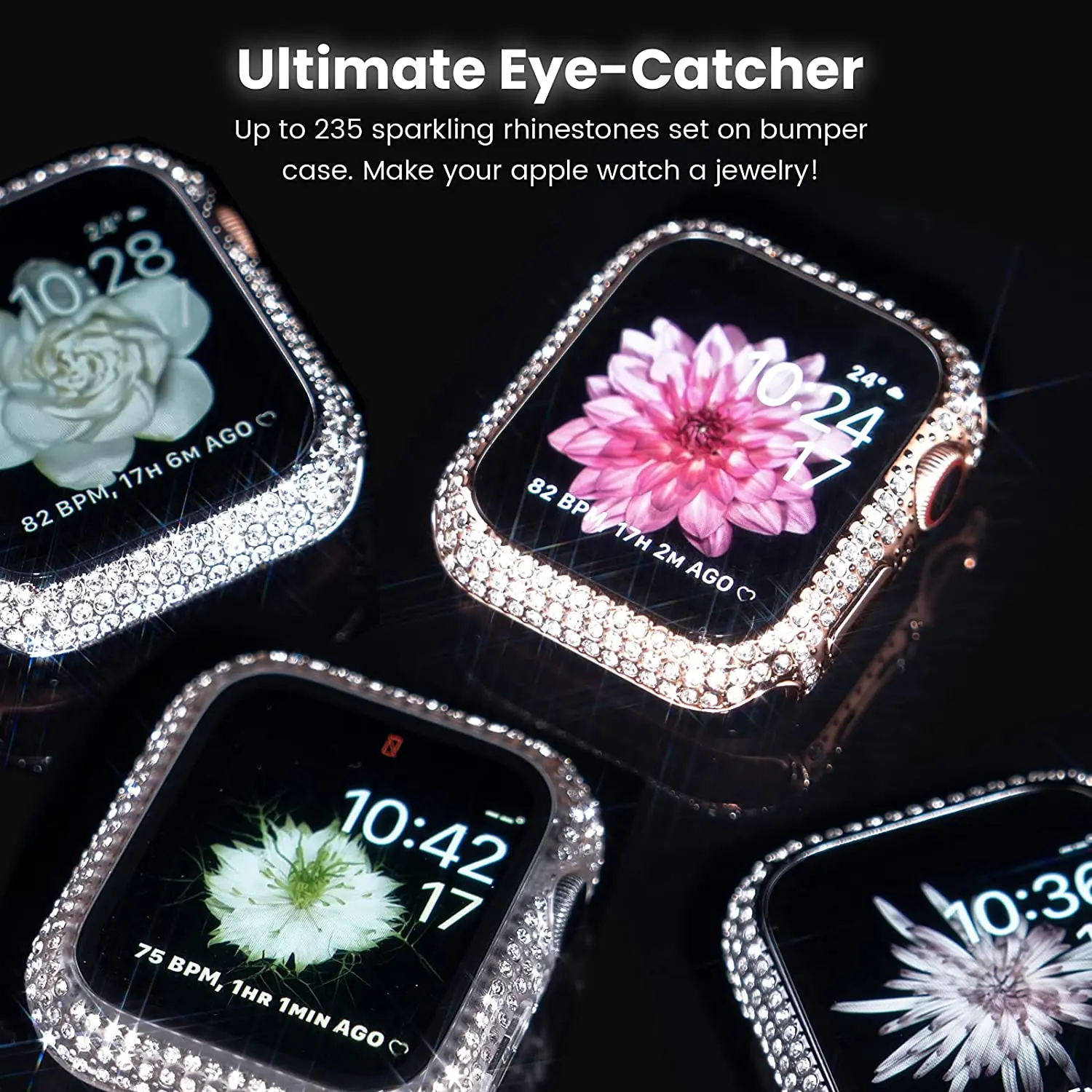 Diamond Watch Case Built-in Tempered Glass for Apple Watch 38/40/42mm 44mm 41mm 45mm iWatch Series 8 7 6 SE 5 4 3 8Ultra Cover