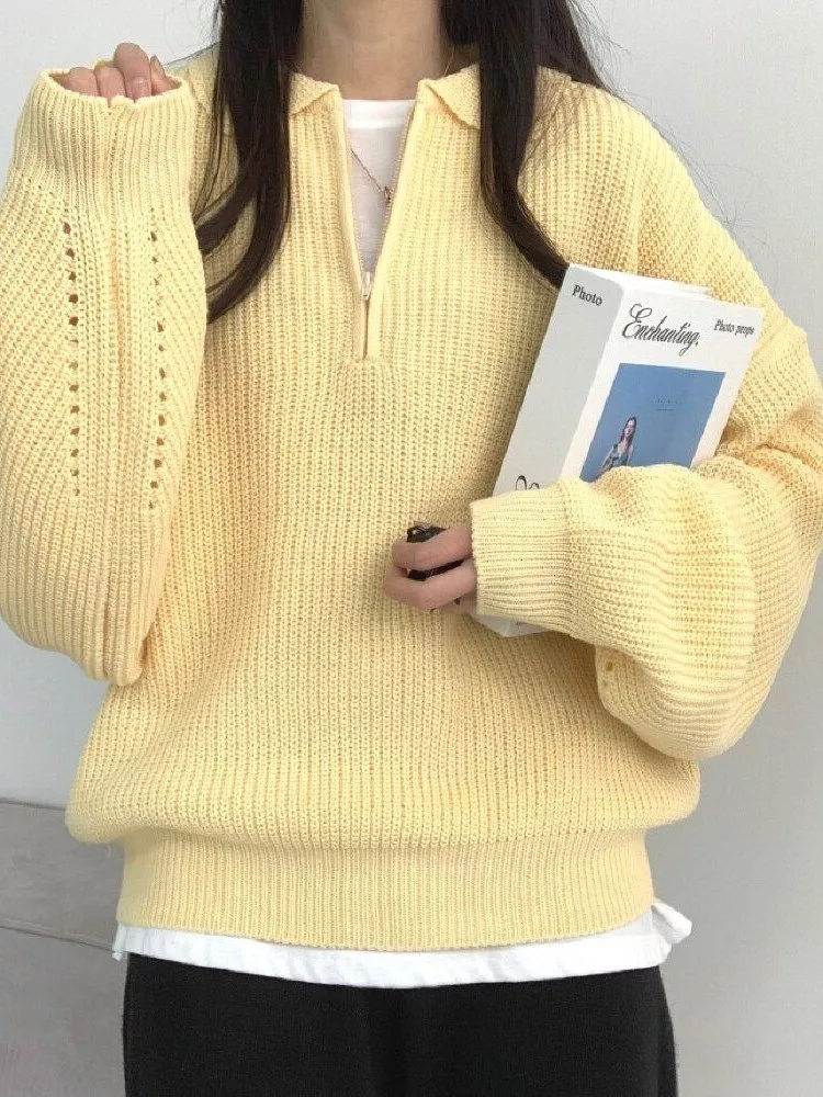 Вязаный осенний пуловер с длинными рукавами топы женские свободные