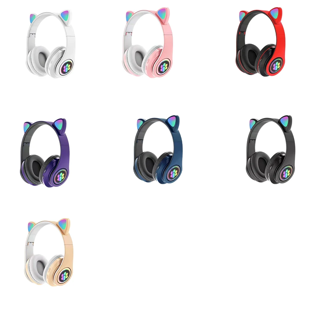 

Headphone Wireless Noise Reduction Earphone Adorable Ear Glowing Headset Bluetooth-compatible Earphone