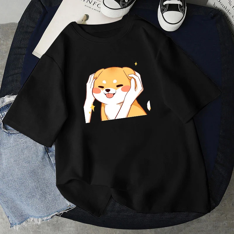 

Kawaii Women TShirts Funny Cute Shiba Inu Dog Print Tops Ladies Summer Oversized Harajuku Streetwear Clothes Graphic Tee