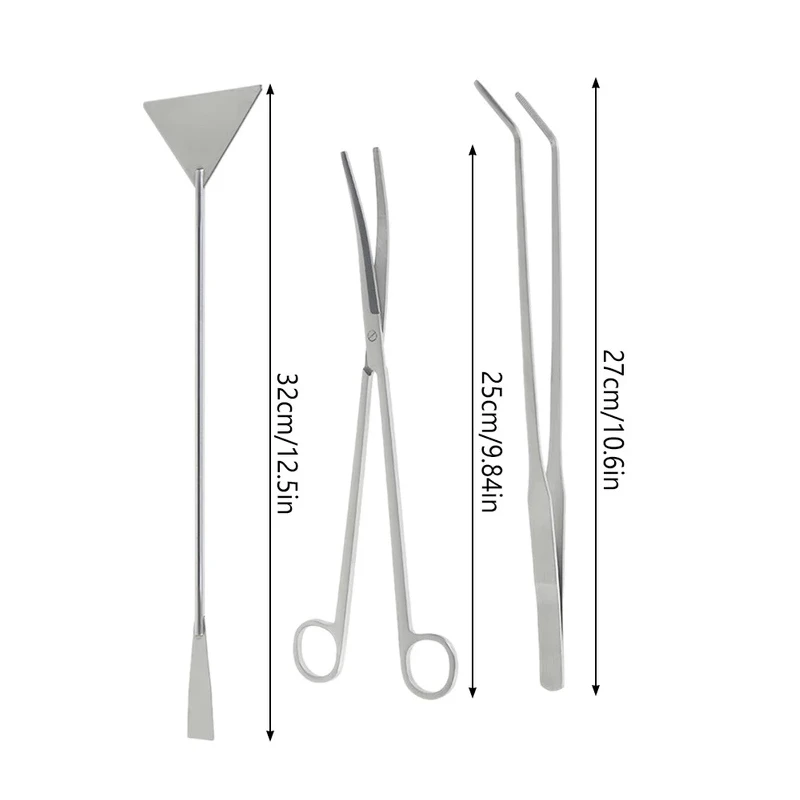 3pcs Aquarium Tank Cleaning Tools Stainless Steel Fish Scissor Tweezer with Bag Aquatic Plants Set for Maintenance | Дом и сад