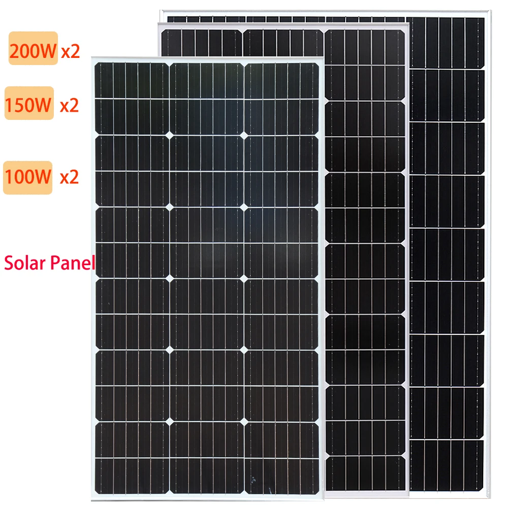 BOGUANG Glass Rigid Solar Panel 200W 300W 400W  Monocrystalline (2x 100w / 150w / 200W Panel Solar 12v 24v charge)  placa solar
