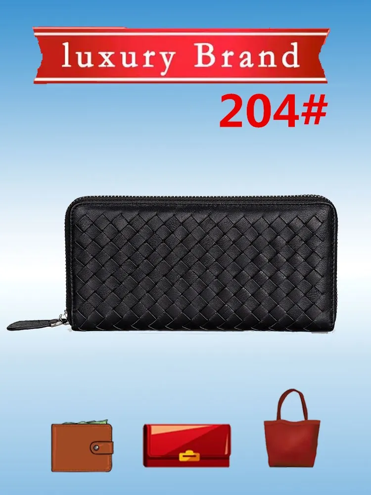 

204# Luxury brand Women's Wallet Unisex Fashion designer Long Wallets Multi-card Position Clutch bag Buckle Zipper Men's handbag
