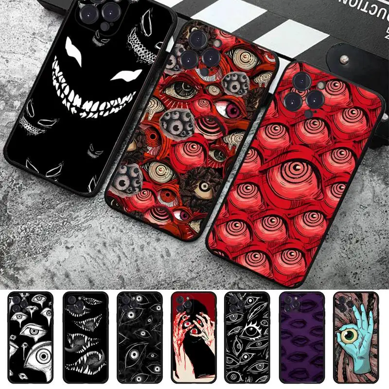 

Scary Face Eyes Phone Case For iPhone 14 11 12 13 Mini Pro XS Max Cover 6 7 8 Plus X XR SE 2020 Funda Shell