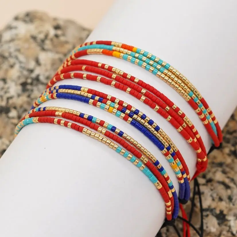 

YASTYT Fashion Women Miyuki Small Flowers Rice Beads Woven Bracelet Adjustable Girl Gifts Colorful Bracelets 2023 Summer New