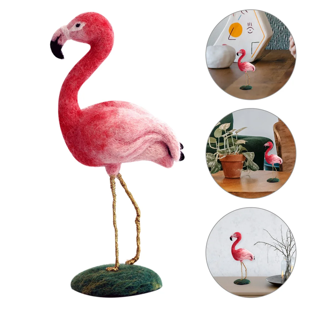 

Hand Decor DIY Felting Material Punch Needle Kits Adults Beginner Animal Crafts Wool Felt Flamingo DIY Felt Ornament