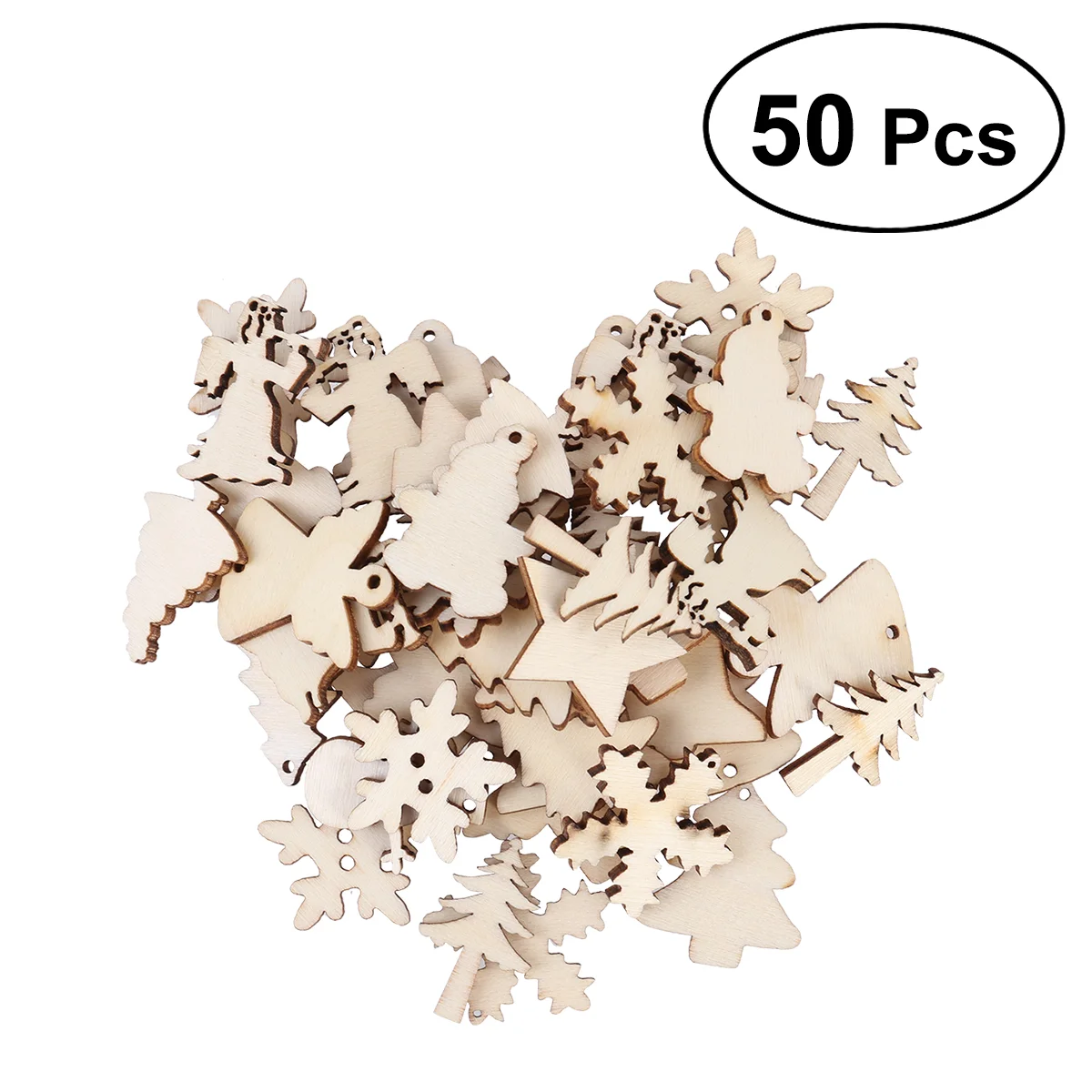 

Christmas Cutouts Unfinished Snowflake Tree Star Hanging Ornament 50pcs Embellishments for Xmas Holiday
