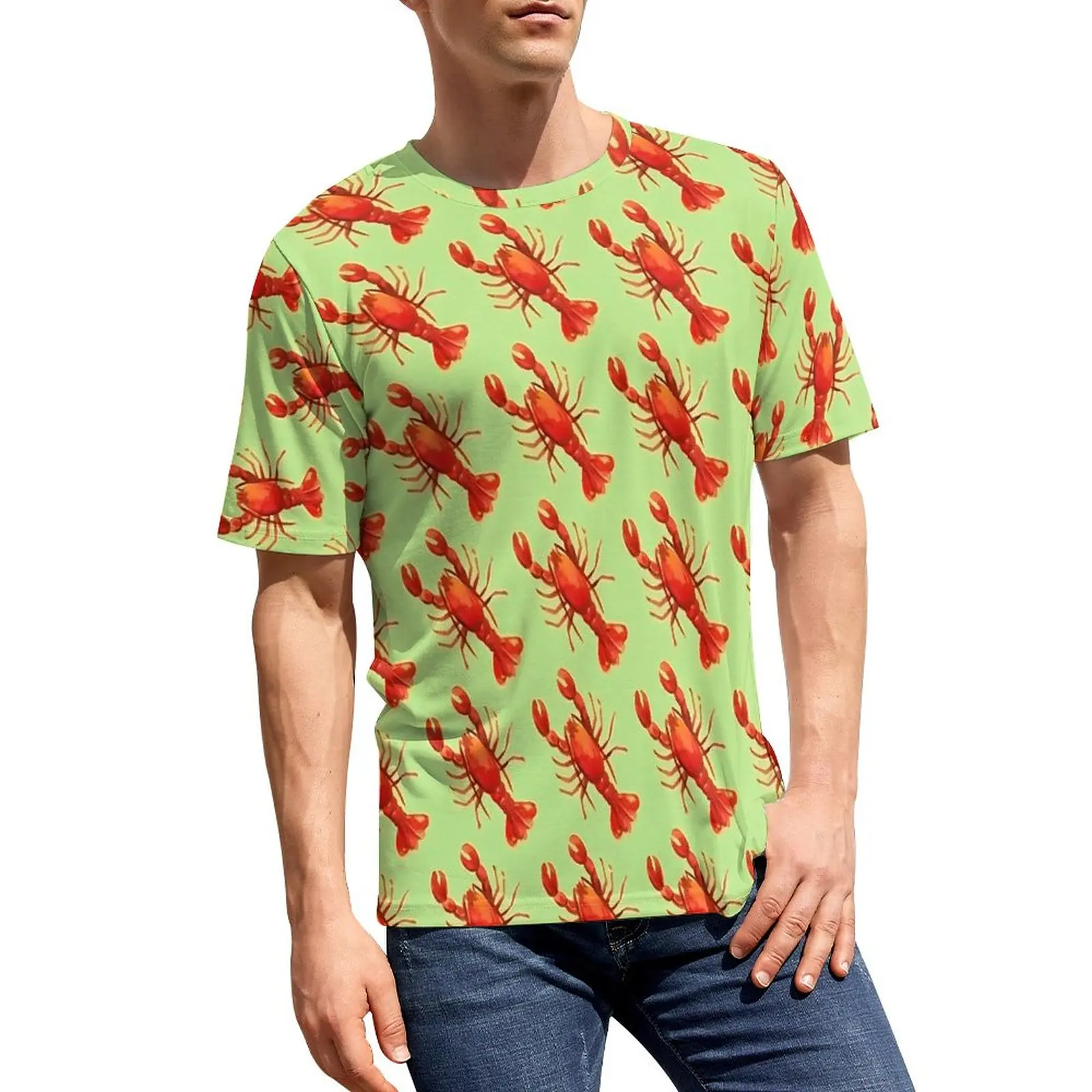 

Футболка I Love Lobsters мужская с животным принтом, популярные летние футболки с графическим принтом, базовая одежда оверсайз с коротким рукавом в подарок