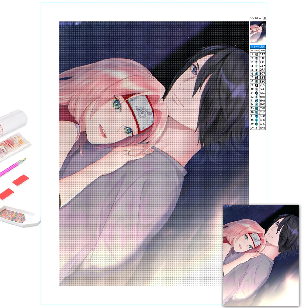 

Uchiha Sasuke And Haruno Sakura 5D Diy Diamond Painting Home Decor Naruto Full Square Drill Embroidery Japan Anime Cross Stitch