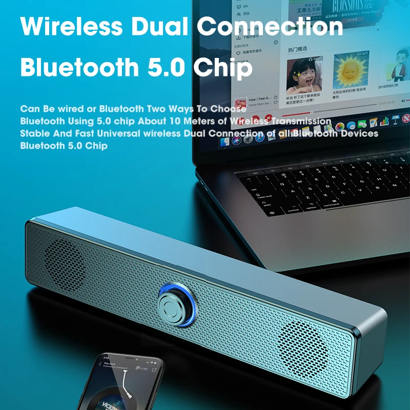 

Саундбар для домашнего кинотеатра, Беспроводная Bluetooth-колонка с сабвуфером, для ПК и телефона