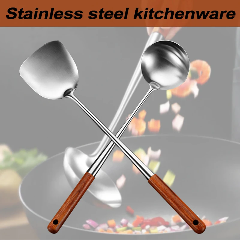 

Горячая Распродажа лопатка для вока и половник набор инструментов из нержавеющей стали кухонные инструменты аксессуары для готовки шеф-по...