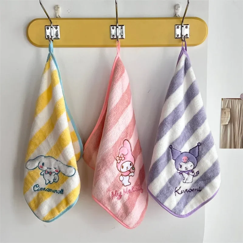 

My Melody Sanrio Cinnamoroll Kuromi Anime Plush Cotton Towel Kawaii Children's Hand Wiping Cloth Cute Cartoon Small Washcloth