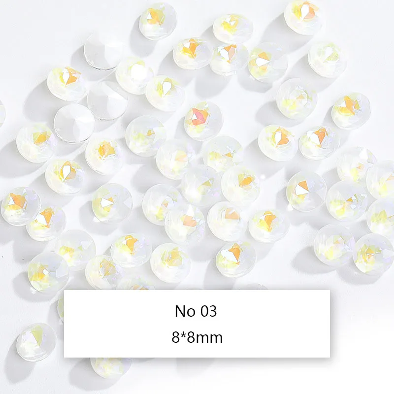 

Новые круглые флуоресцентные стразы в форме мокко, стеклянные блестящие стразы с острым дном для дизайна ногтей 3D, украшение для ногтей сво...