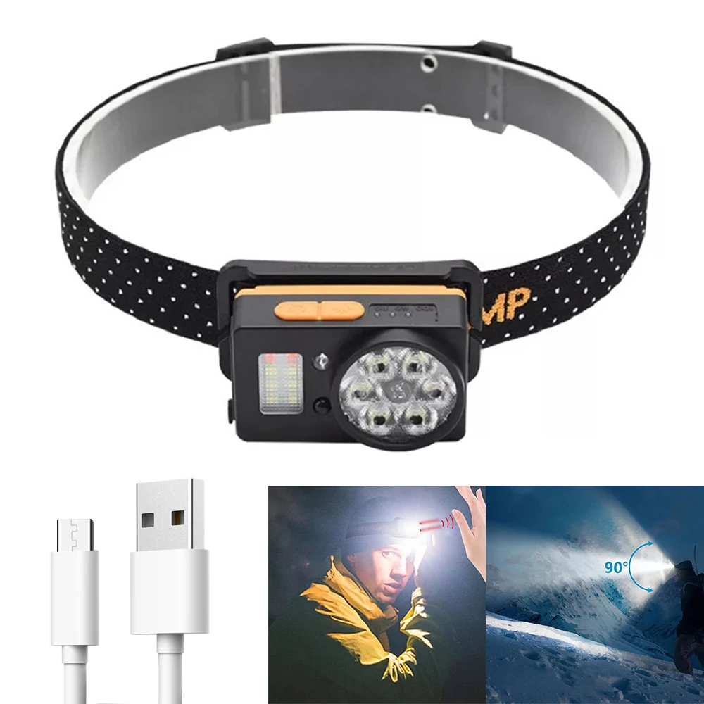 

Car Mini Rechargeable Smart Sensor Headlight LED Multifunctional Outdoor Lamp Night Waterproof Running Lights Fishing Headlamp