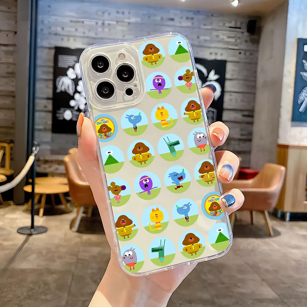 Cartoon For iPhone 11 12 13 14 15 16 Pro Max Plus Shockproof Transparent soft Clear Ultra Thin Phone Case H-Hey D-Duggee