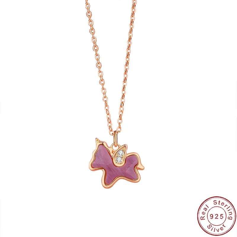 

European S925 Sterling Silver Necklace Angel Horse Clavicle Chain For Women Birthday Party Gift Fine Jewelry