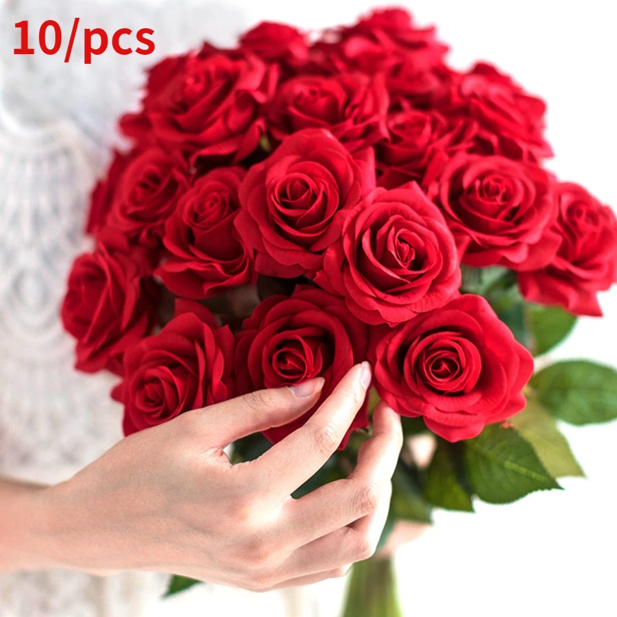 

2022 artificial flower real touch latex flowers faux silicone fake rose bouquet decoration for home wedding party