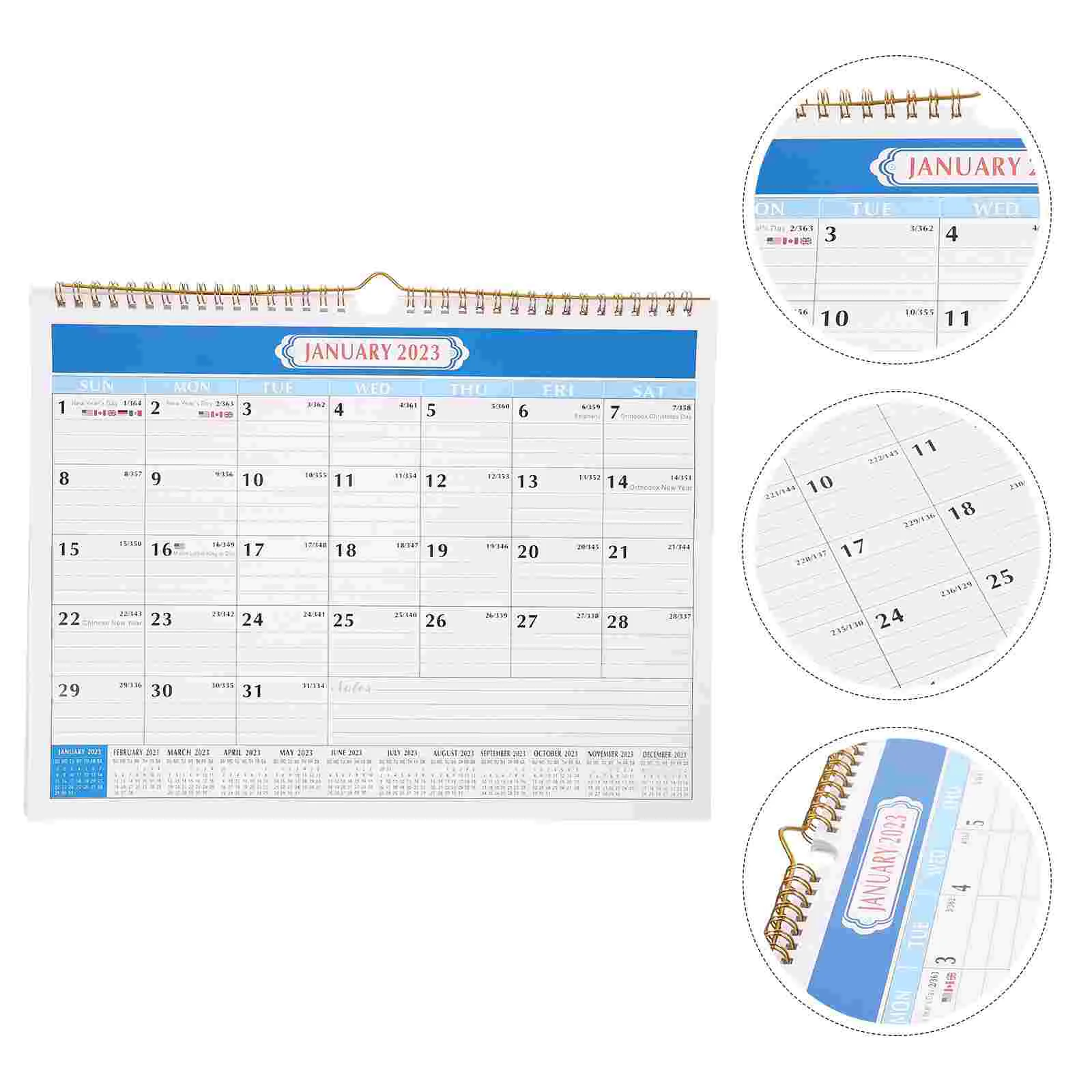 

Calendar Wall Planner Monthly Calendars Spiral Desk 2023 Hanging English 2024 Month Office Plan Daily Advent Christmas Bound