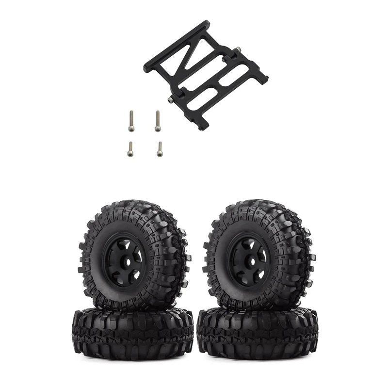 

For Axial SCX24 1/24 4PCS 1.0 Metal Beadlock Wheel Rims Tire Tyres Set & 1Set Metal Rear Body Shell Columns Post Holder