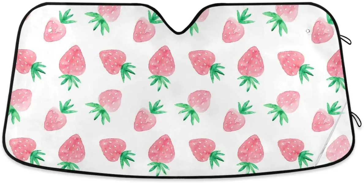 

Oarencol Fresh Strawberry Car Windshield Sun Shade Cute Pink Fruit Foldable UV Ray Sun Visor Protector Sunshade to Keep Your Veh