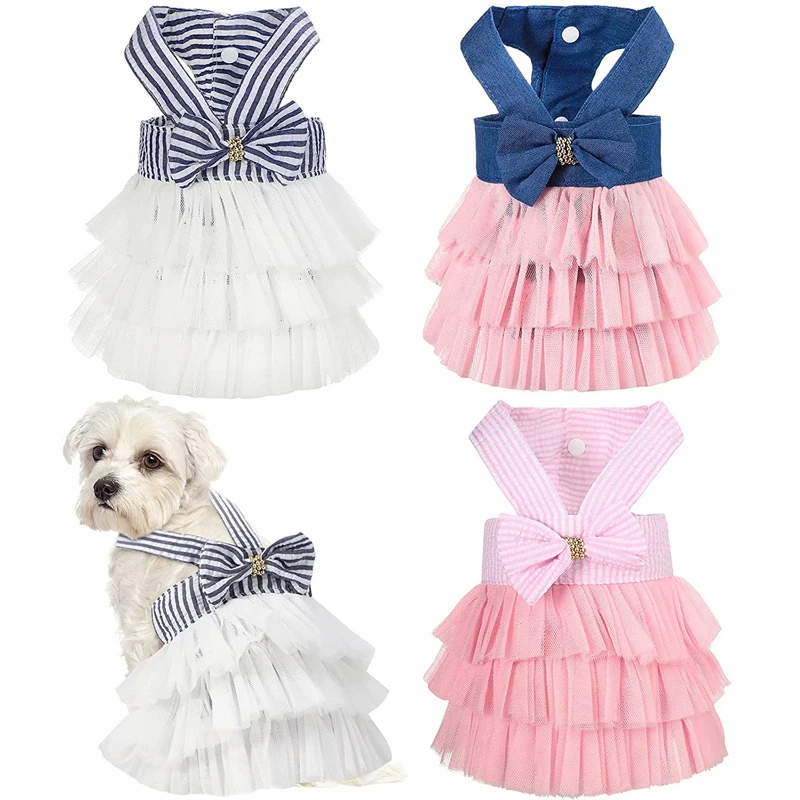 

Sweet Girl Dog Dress Bow Lace Princess Skirt Dog Tutu Dress for Small Dogs Puppy Cats Pomeranian Chihuahua Summer Dog Clothes