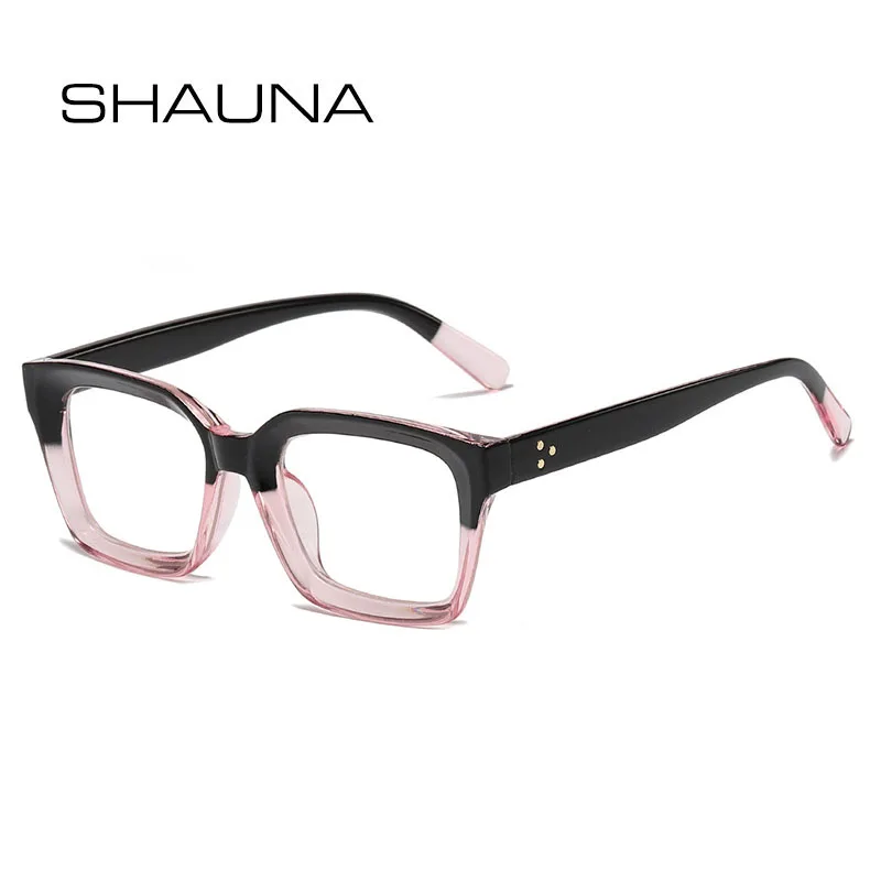 

Женские квадратные оправы для очков SHAUNA, оправы для оптических очков в стиле ретро с заклепками и защитой от сисветильник света