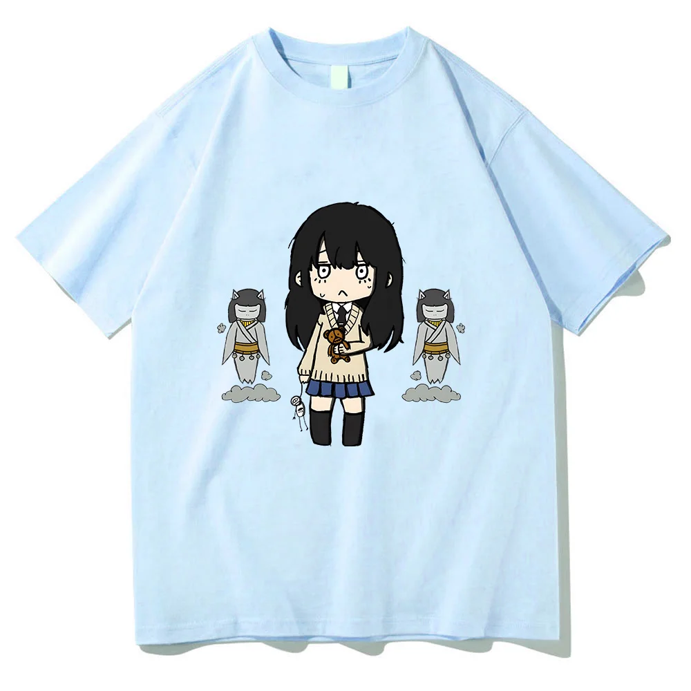 

Mieruko Chan T-shirts WOMEN Q-version Cartoon Kawaii/Cute Prevalent Tshirts 100% Cotton T Shirts Japanese Anime Short Sleeve Tee