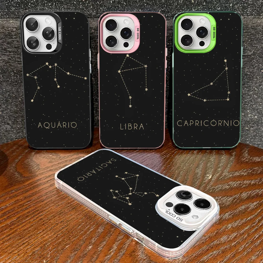 12 Constellations Zodiac Signs Phone Case For IPhone 16 15 14 13 11 Pro Max X XR XSMAX 8 7 Plus Matte Shockproof Back Cover