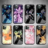 pokemon eevee fealeon phone case tempered glass for iphone 13 12 11 pro mini xr xs max 8 x 7 6s 6 plus se 2020 cover