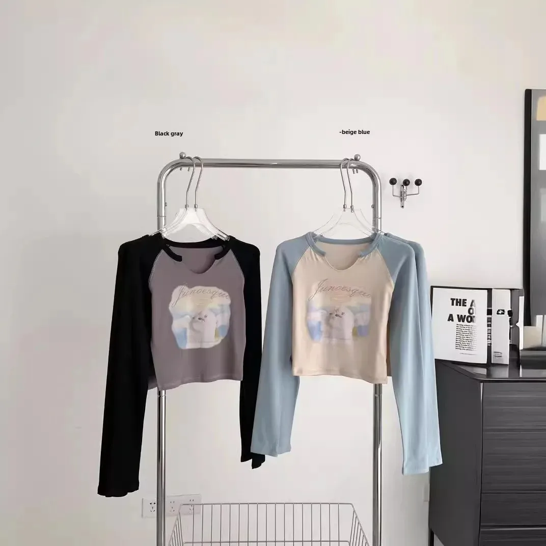 Новинка 2024 женская футболка с длинным рукавом и изображением кота базовый слой