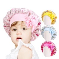 cute printed baby satin round cap elastic strap home cap childrens nightcap