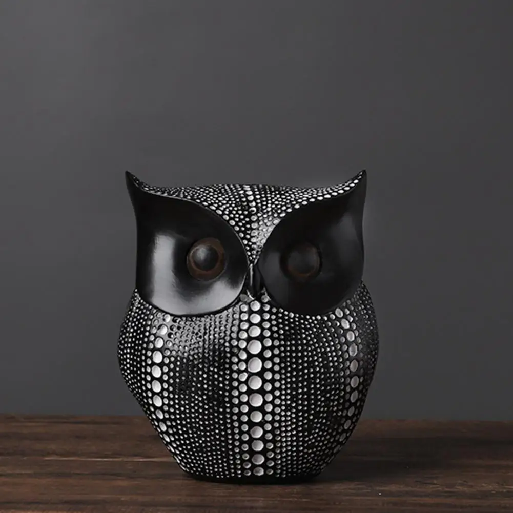 

Owl Ornament Unique Eye-catching Portable Nordic Style Owls Ornament Resin Craft for Office