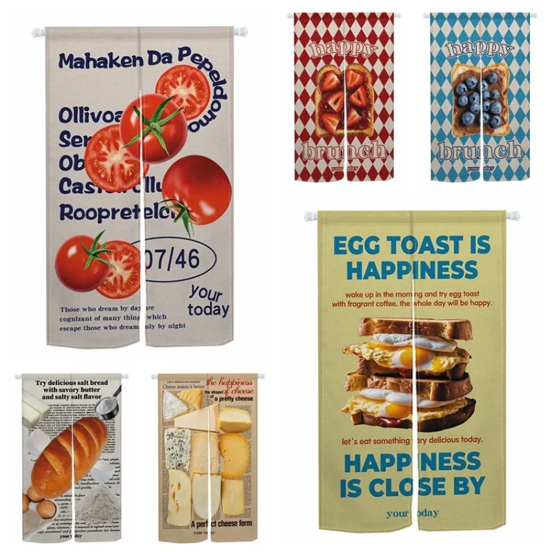 Фото Food Themed Door Curtain Kitchen Izakaya Dining Room Partition Velcro Doorway Curtains Kitchen Entrance Hanging Half Curtains №1