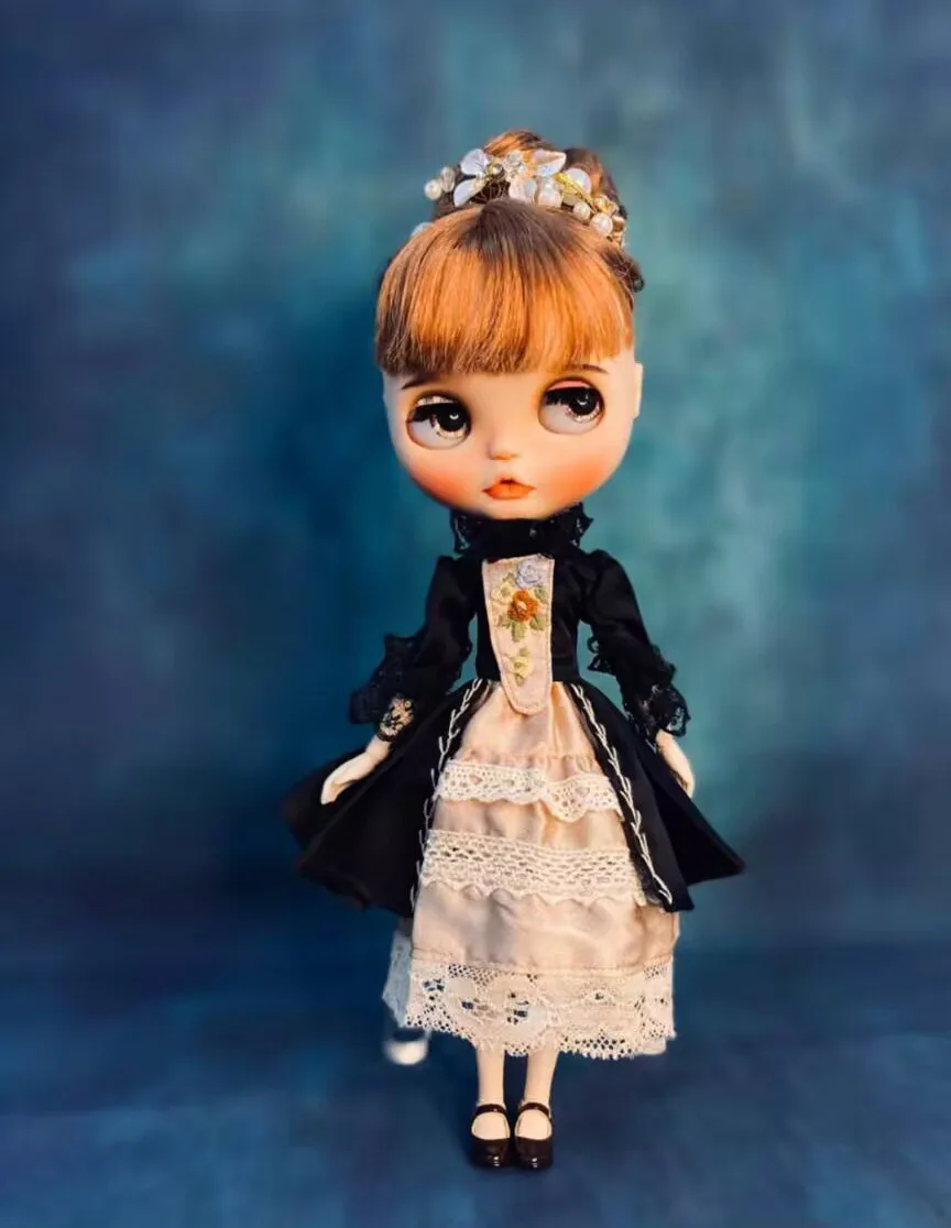 1 шт. цельное шелковое платье в стиле ретро Blythe/landoudou (подходит для azone Pullip Ob22 24 26