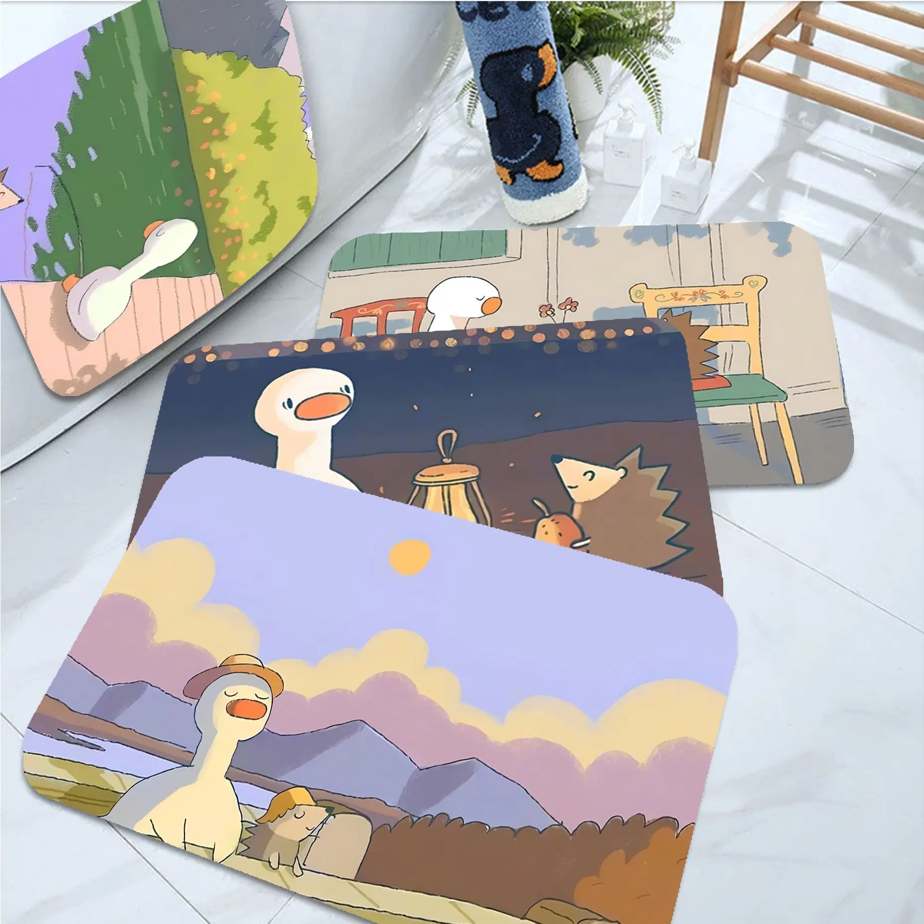 

Cute Duck Hallway Carpet INS Style Soft Bedroom Floor House Laundry Room Mat Anti-skid Bedside Area Rugs