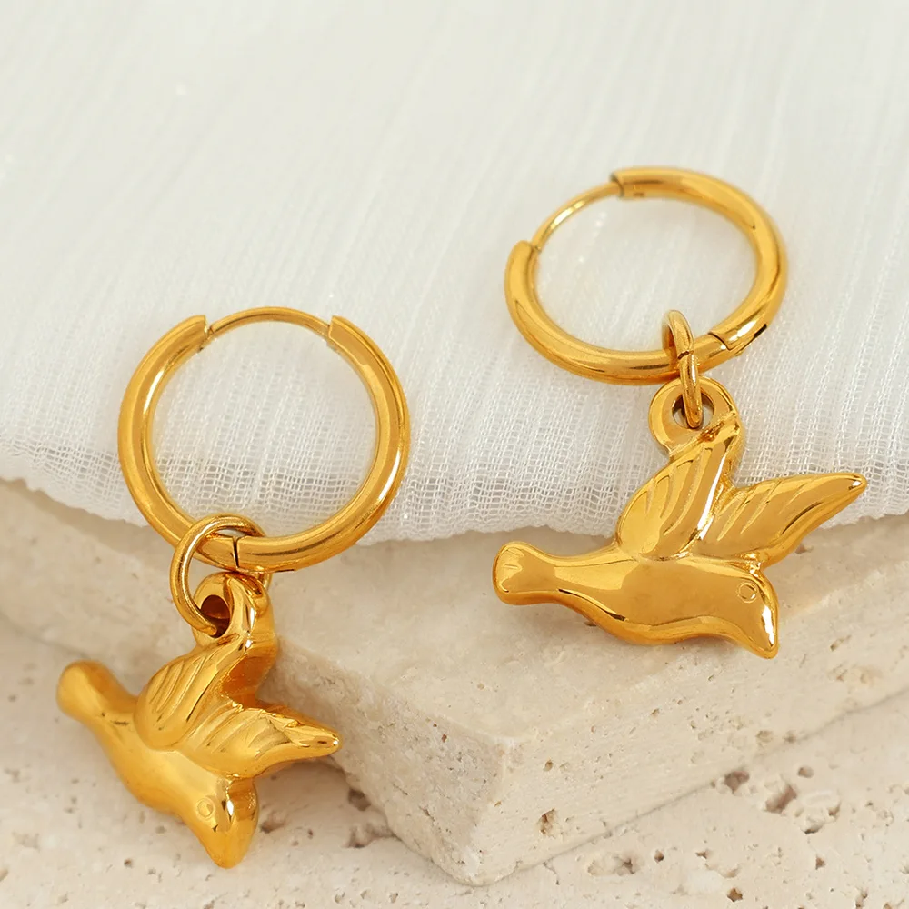 Keen-on 18-каратное золото с покрытием в виде птицы кулон ожерелье серьги-кольца для