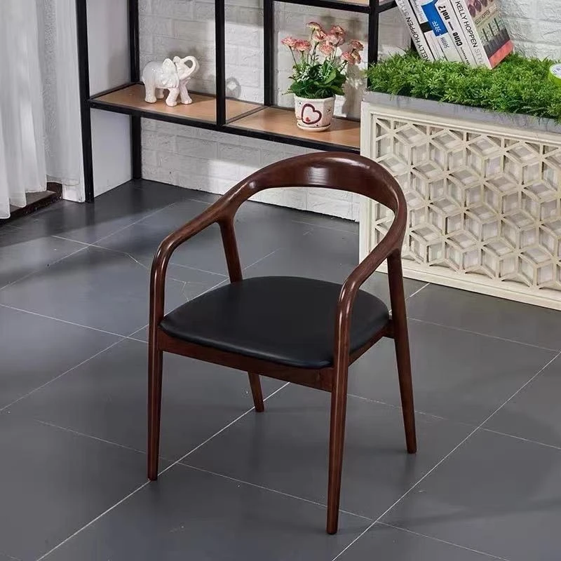 

Nordic Wooden Dining Room Chairs Arm High Ergonomic Balcony Leather Living Room Chairs Desk Muebles De Cocina Home Furniture