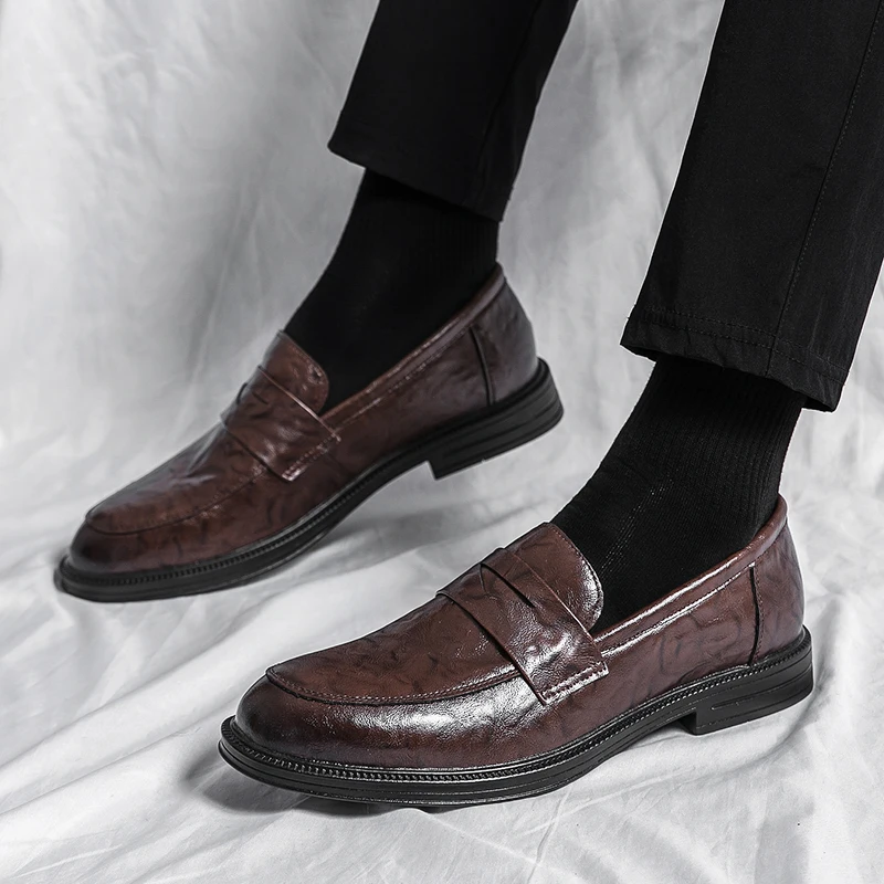 

Patent Leather Men Shoes outdoor Luxury Brand 2023 Casual Slip on Formal Loafers fashion Moccasins Italian Black men party Shoes