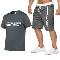 new summer t shirt and shorts two piece mens casual sportswear brand sportswear cotton jogging fashion beach mens clothing