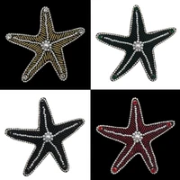 handmade beaded bead starfish badges pearl applique rhinestone patches for hats clothes decorated crafts sewing appliques