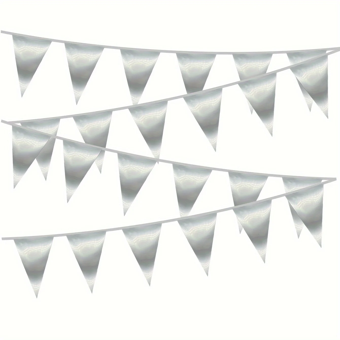 

Серебряная металлическая гирлянда из ПЭТ в форме треугольников