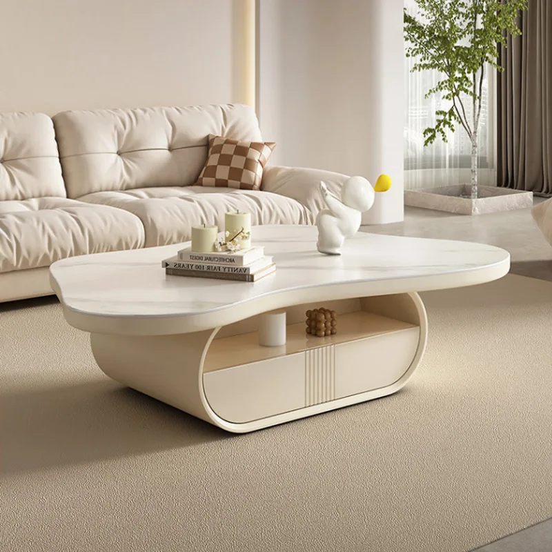 

Italian Light Luxury Irregular Cream Wind Simple Modern Shaped Cloud Rock Slate Coffee Table