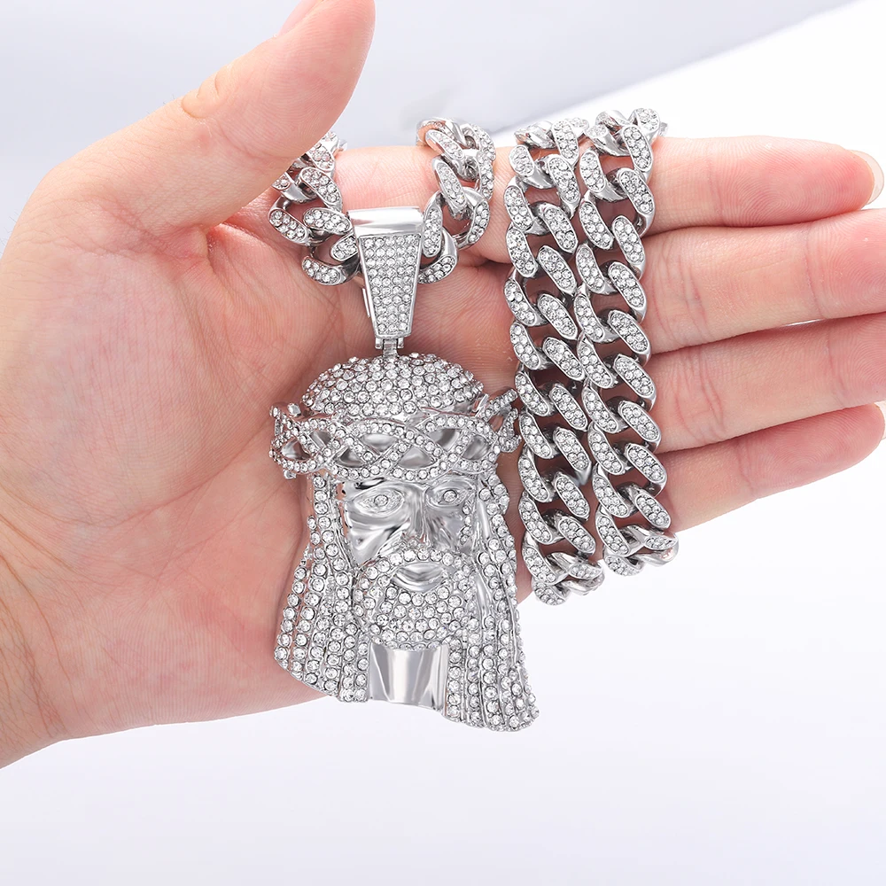 Модное ожерелье с подвеской в стиле хип-хоп изображением Иисуса мужское