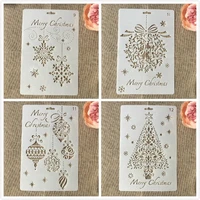 4pcslot 26cm christmas pine tree jingle bell diy layering stencils painting scrapbooking stamping embossing decorative template