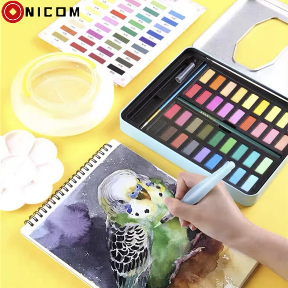 

Однотонная Акварельная живопись гуашь набор для входа портативная ручная пудра