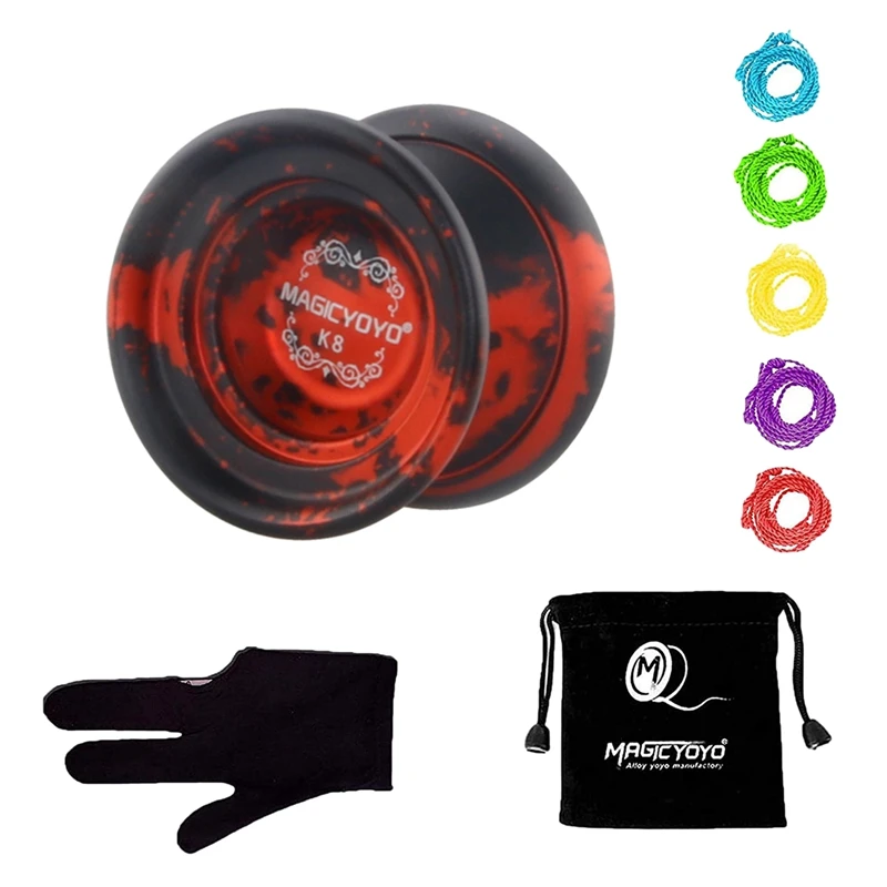

MAGICYOYO K8 Alloy Aluminum Unresponsive Yoyo Alloy Yoyo Ball With Bag,Glove,5 Strings Yoyo Ball Set