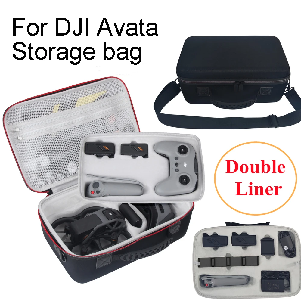 

Футляр для дрона DJI Avata, чехол для хранения, уличная Портативная сумка, двухслойная подкладка, сумка через плечо для DJI Avata, сумка для аксессуа...
