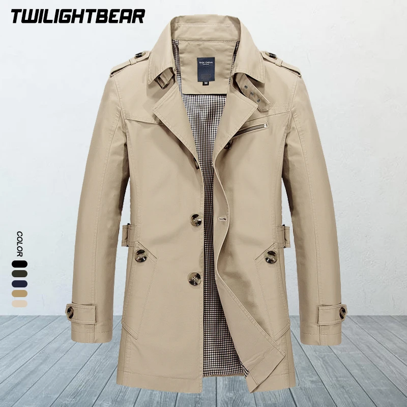 Плащ мужской оверсайз ветровка из чистого хлопка деловая Повседневная Верхняя