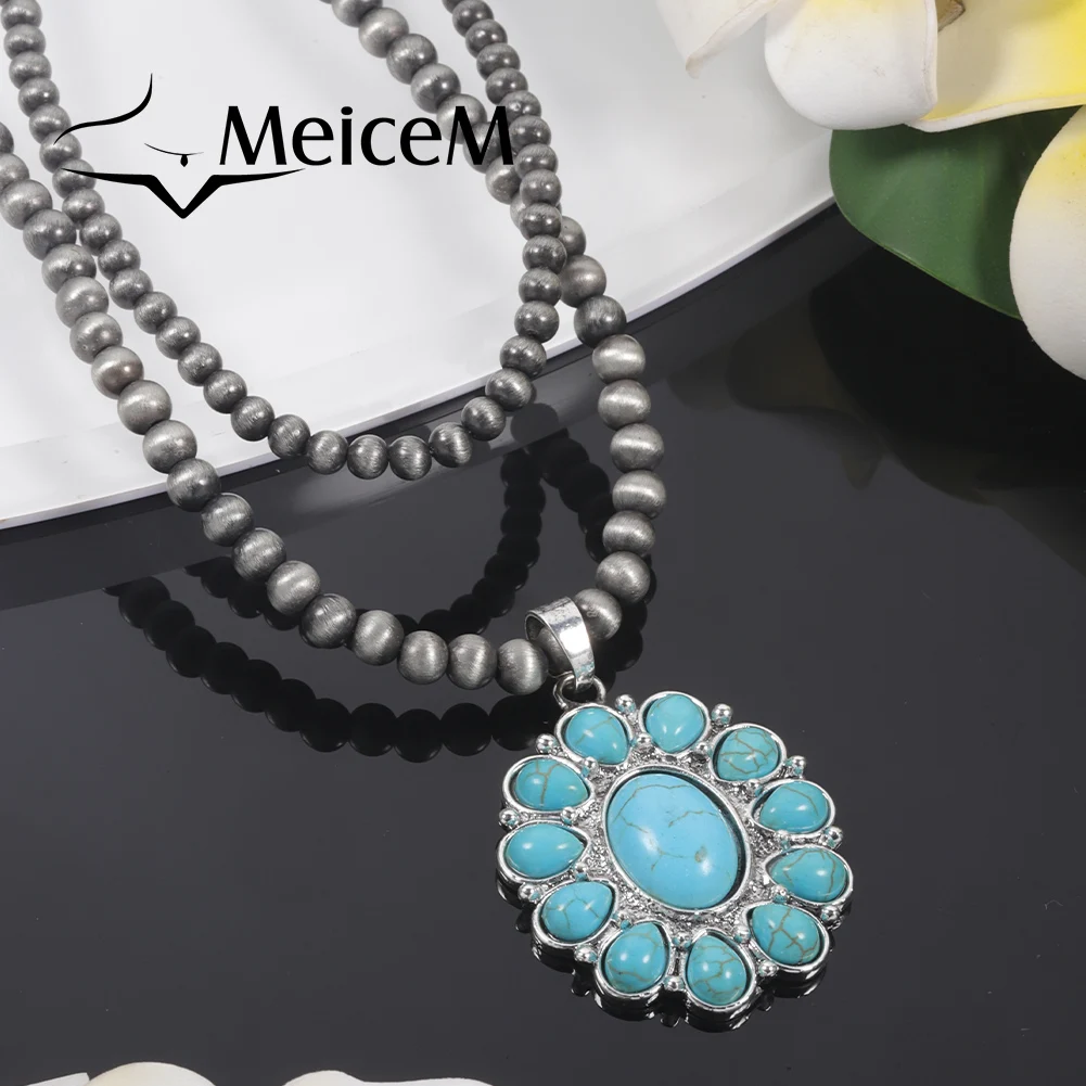 

MeiceM Bohemian Chains Fashion Jewelry Luxury Aesthetic Accessories Beaded Chains Turquoise Men Streetwear Necklaces for Women