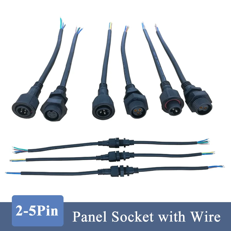 IP68 2/3/4/5-контактные стыковочные разъемы для монтажа на панели мужской и женский